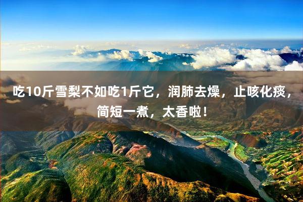吃10斤雪梨不如吃1斤它，润肺去燥，止咳化痰，简短一煮，太香啦！