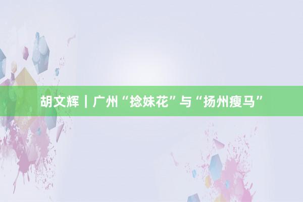 胡文辉｜广州“捻妹花”与“扬州瘦马”